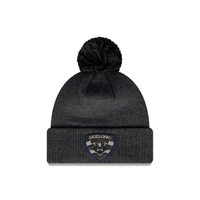 AFL Geelong Cats Cuff With Pom (NBH1468) - Black New Era Beanies